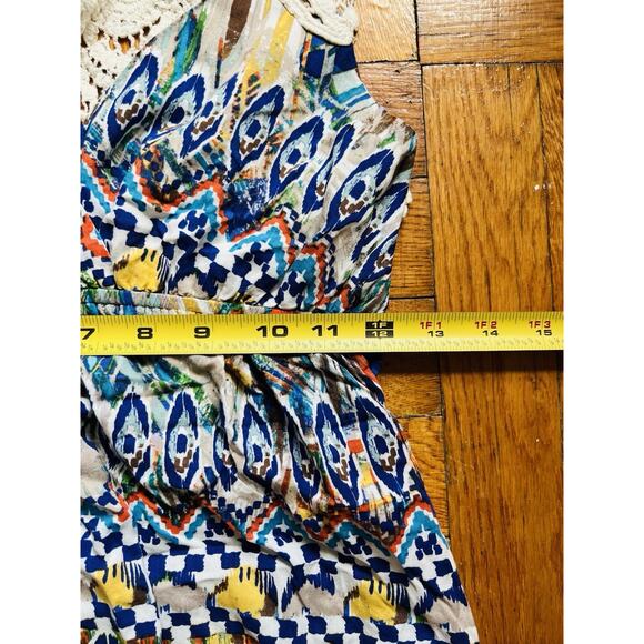 YA Los Angeles Maxi Dress Boho Artistic Print Crochet Flowy Hippie Festival Y2K - Picture 3 of 11